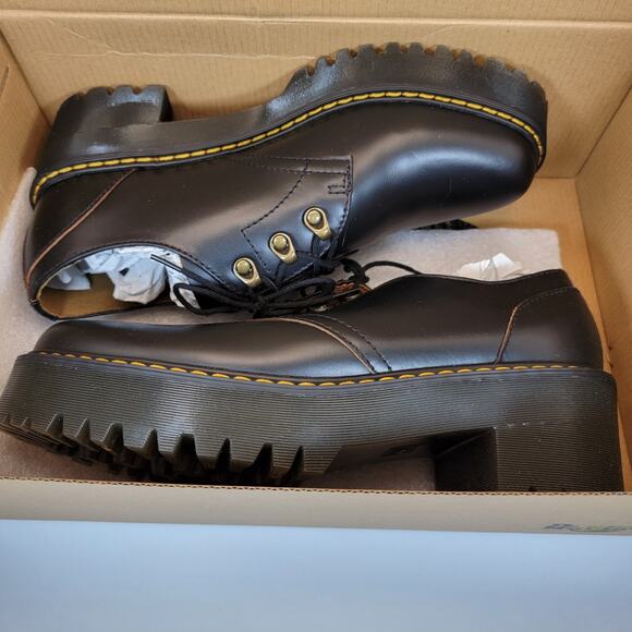 Dr Martens Leona Lo Platform Oxford Shoes Womens Sz 11 Black Vtg Smooth Leather - Picture 5 of 9